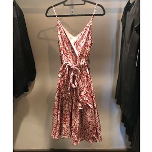 100% Cotton Summer Red & White Tank Dress with Tie